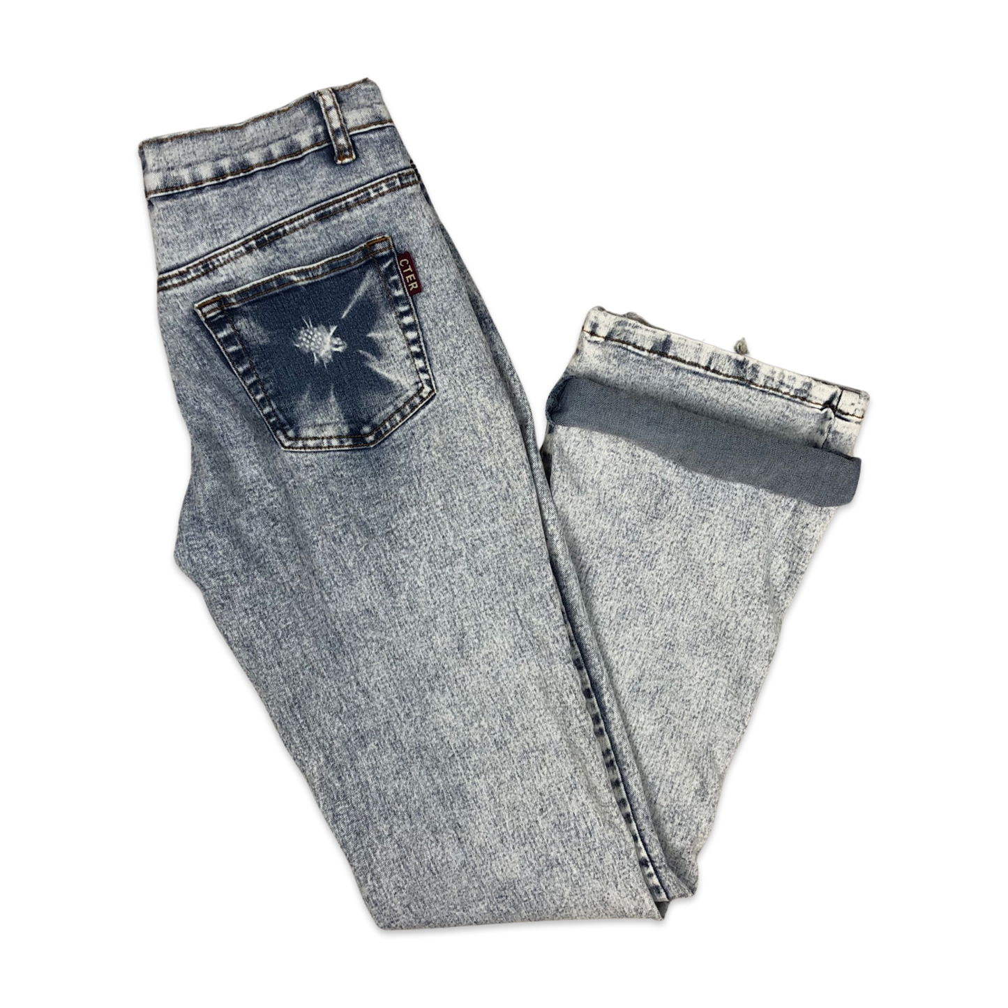 Vintage y2k Flower Print Flared Jeans 29W 33L