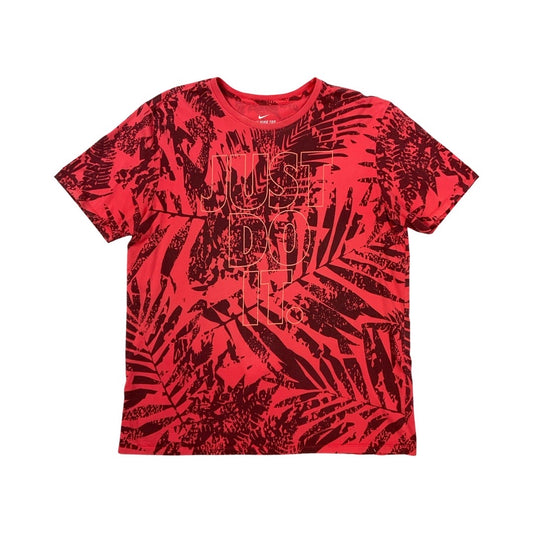 Vintage Y2K Nike All-Over Print T-Shirt Red L
