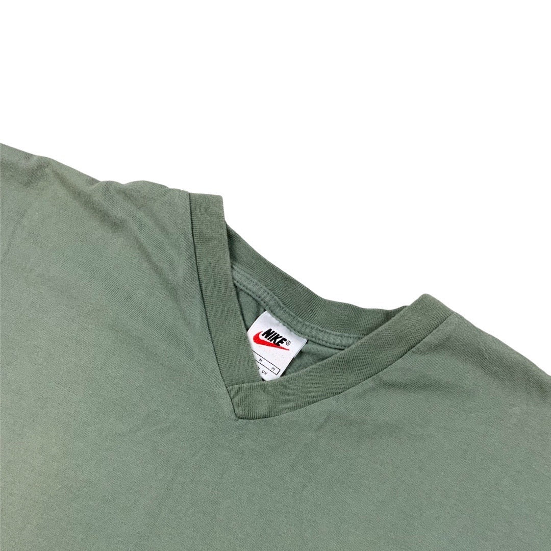 Vintage 90s Nike V-Neck T-Shirt Green L