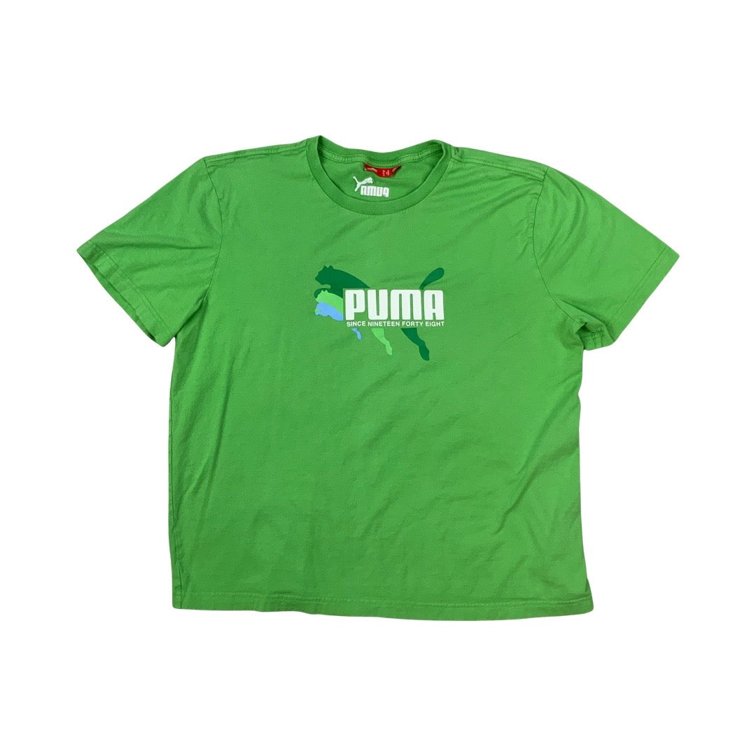 Vintage Y2K Puma T-Shirt Lime Green L