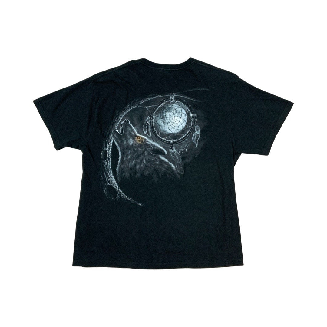 Vintage Y2K Spiral Direct Wolf T-Shirt Black L