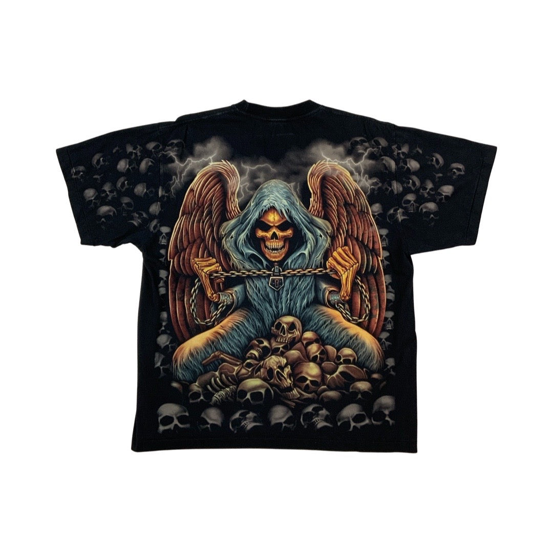 Vintage Y2K Grim Reaper Graphic T-Shirt Black XL