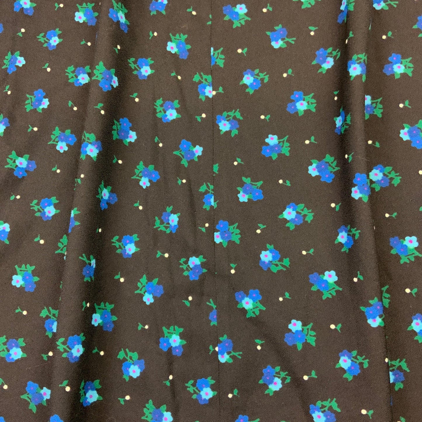 Vintage 60s 70s Black Blue Floral Maxi Skirt XS 4 6