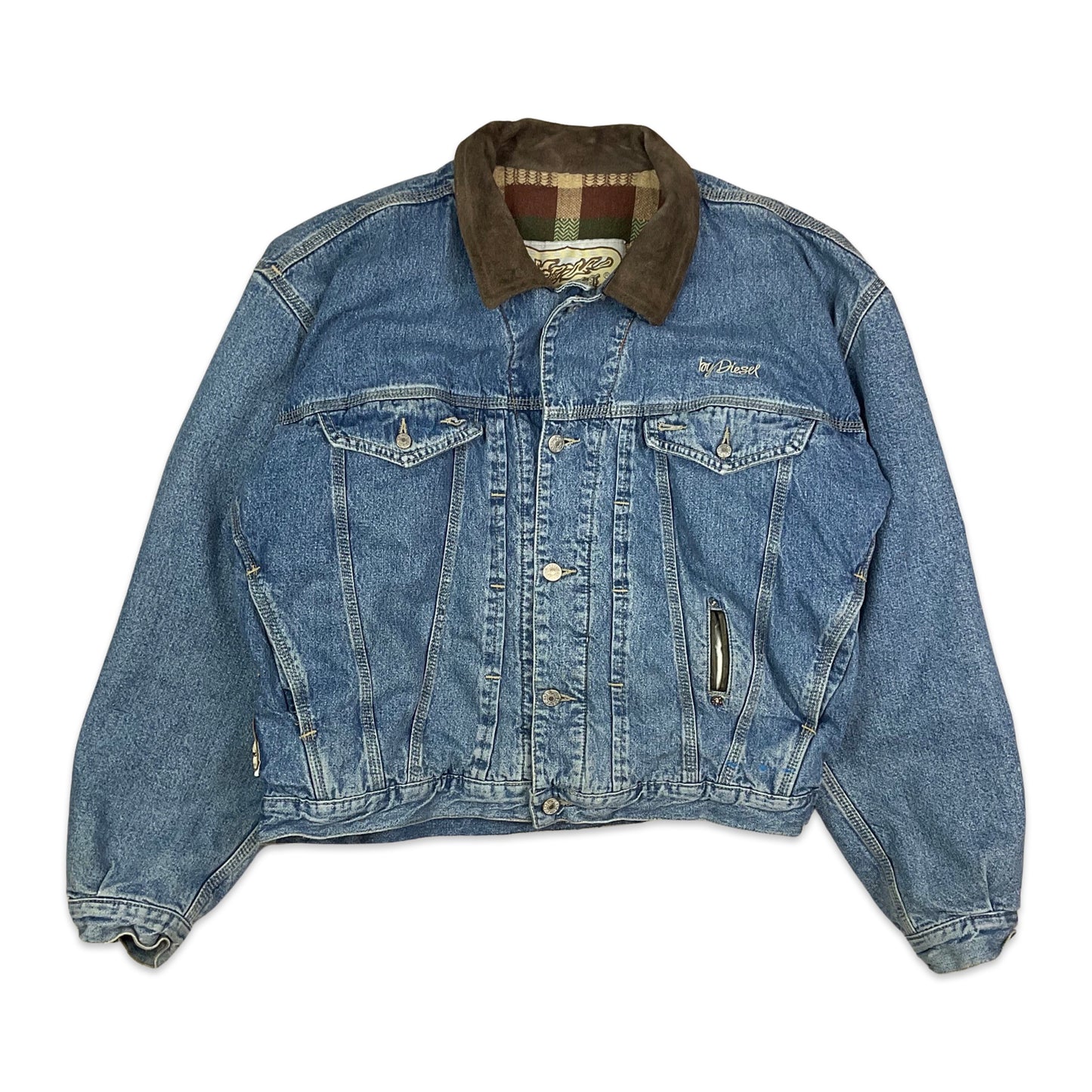 Vintage Diesel Blanket Lined Blue Denim Denver Jacket L XL