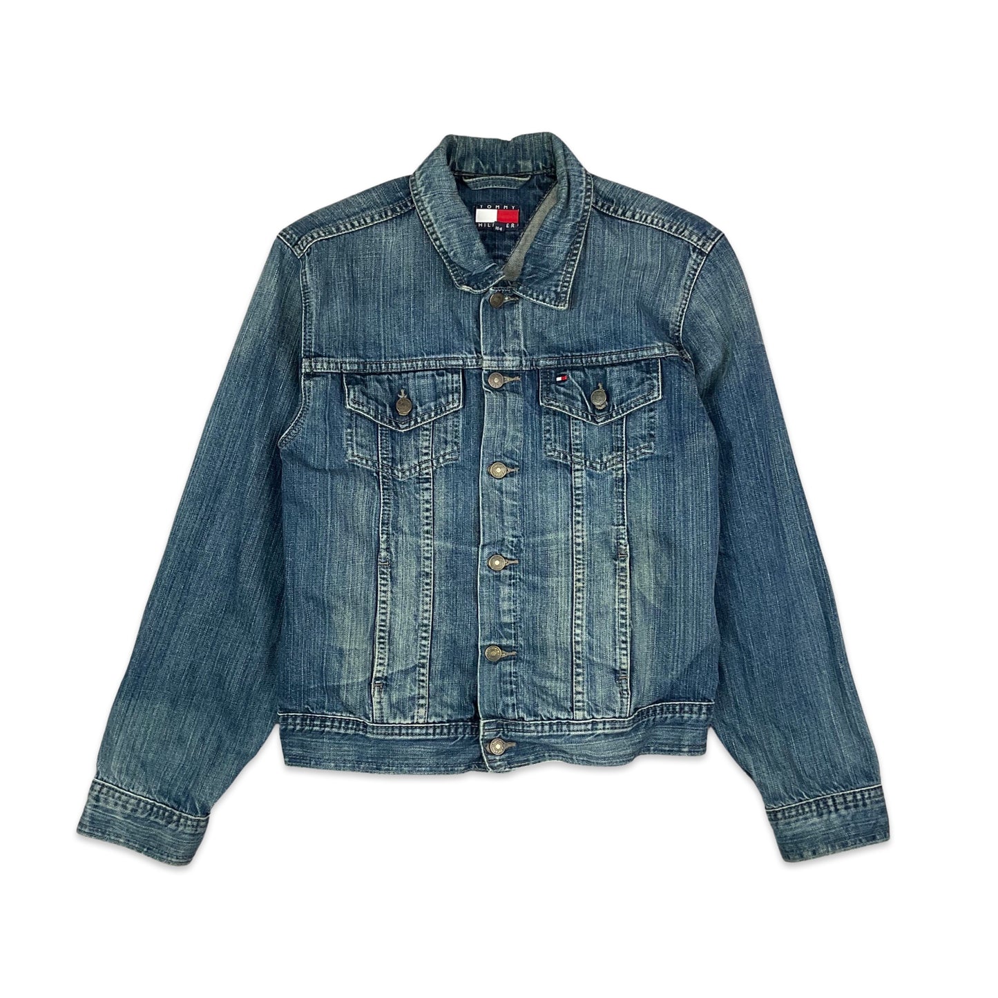 Vintage 90s Tommy Hilfiger Blue Denim Trucker Jacket 8 10