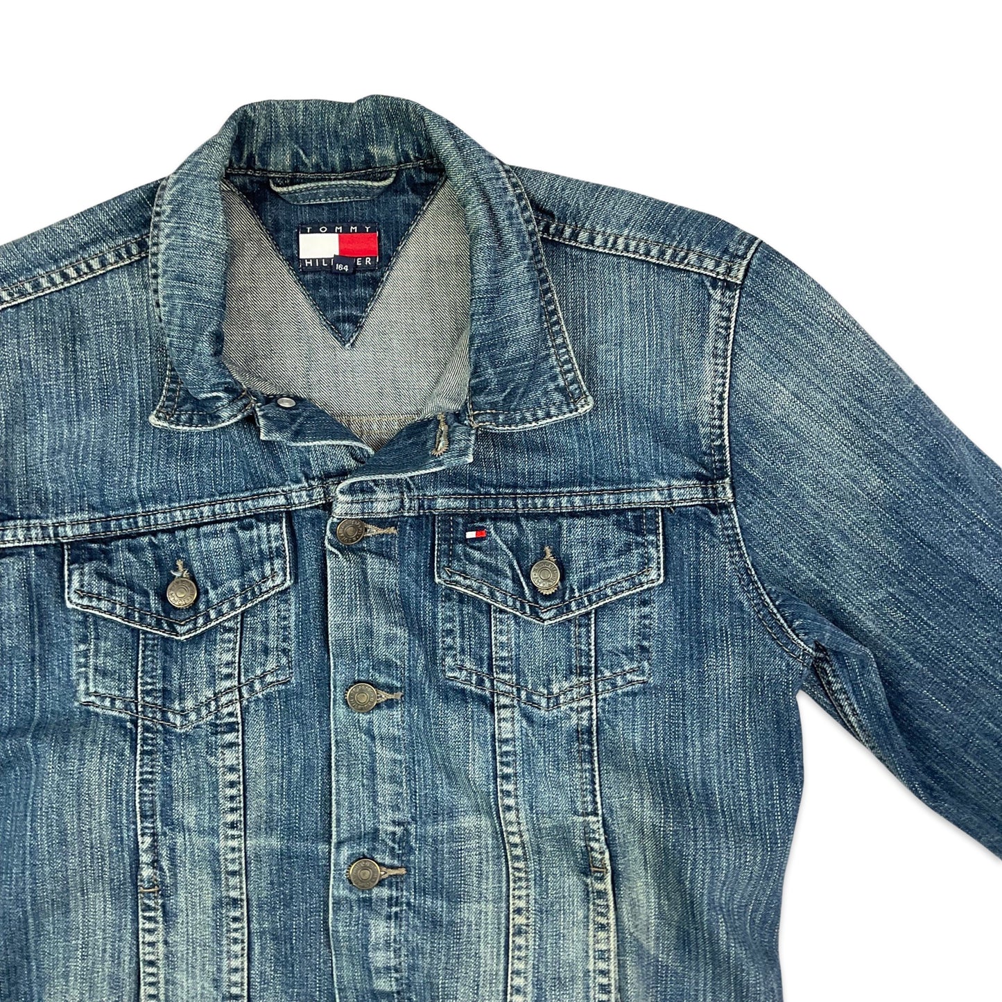 Vintage 90s Tommy Hilfiger Blue Denim Trucker Jacket 8 10