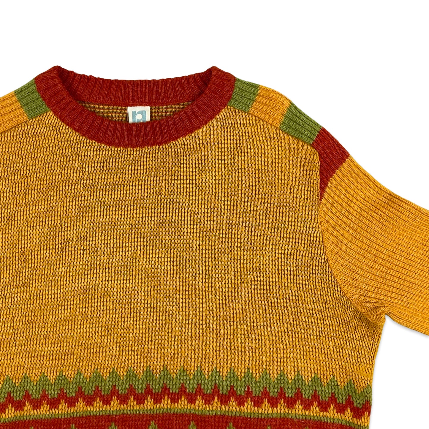 Vintage Orange Red & Green Novelty Print Knit Jumper S M