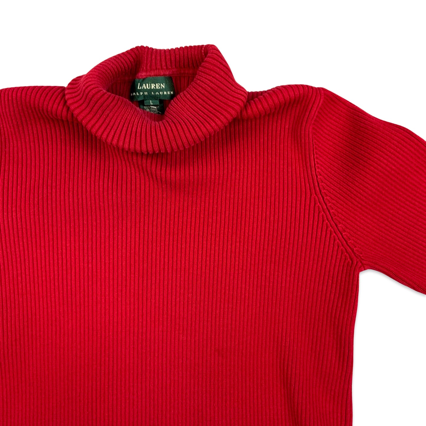 Vintage Ralph Lauren Red Roll Neck Knit Jumper 8 10 12 14