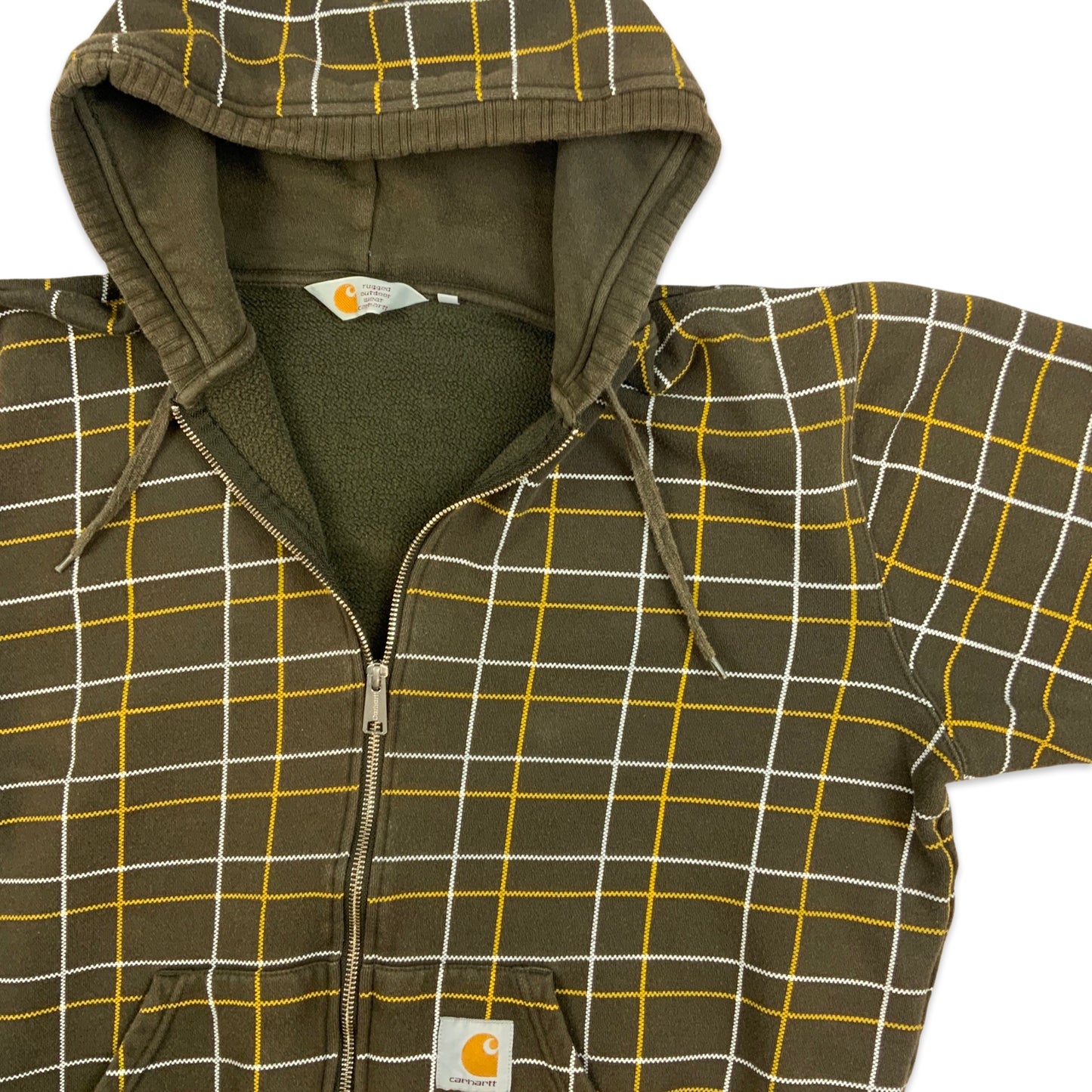 Carhartt Brown Checked Pattern Hoodie L XL