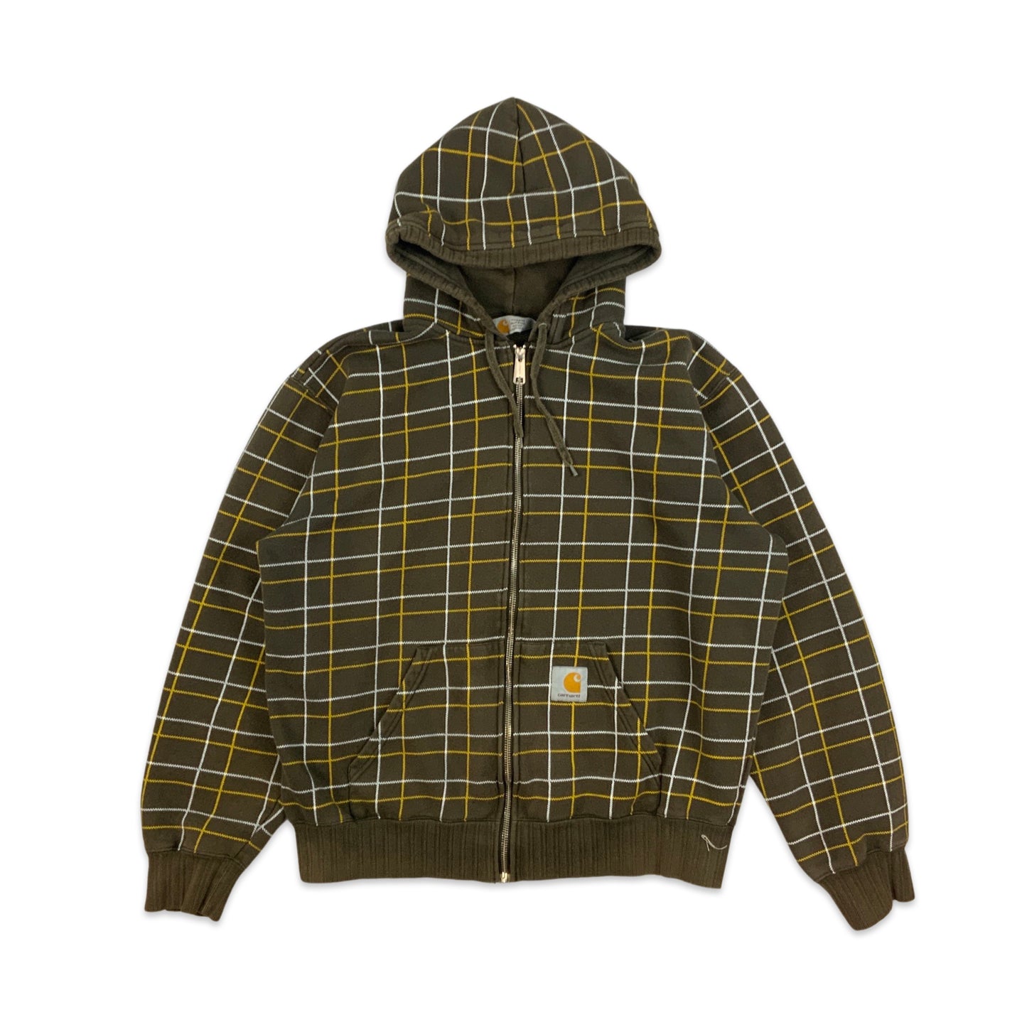 Carhartt Brown Checked Pattern Hoodie L XL