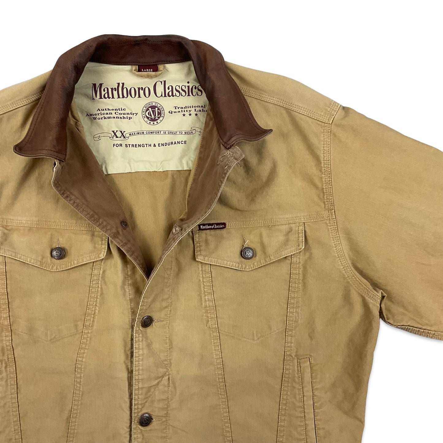 Vintage Marlboro Brown Canvas Trucker Jacket M L