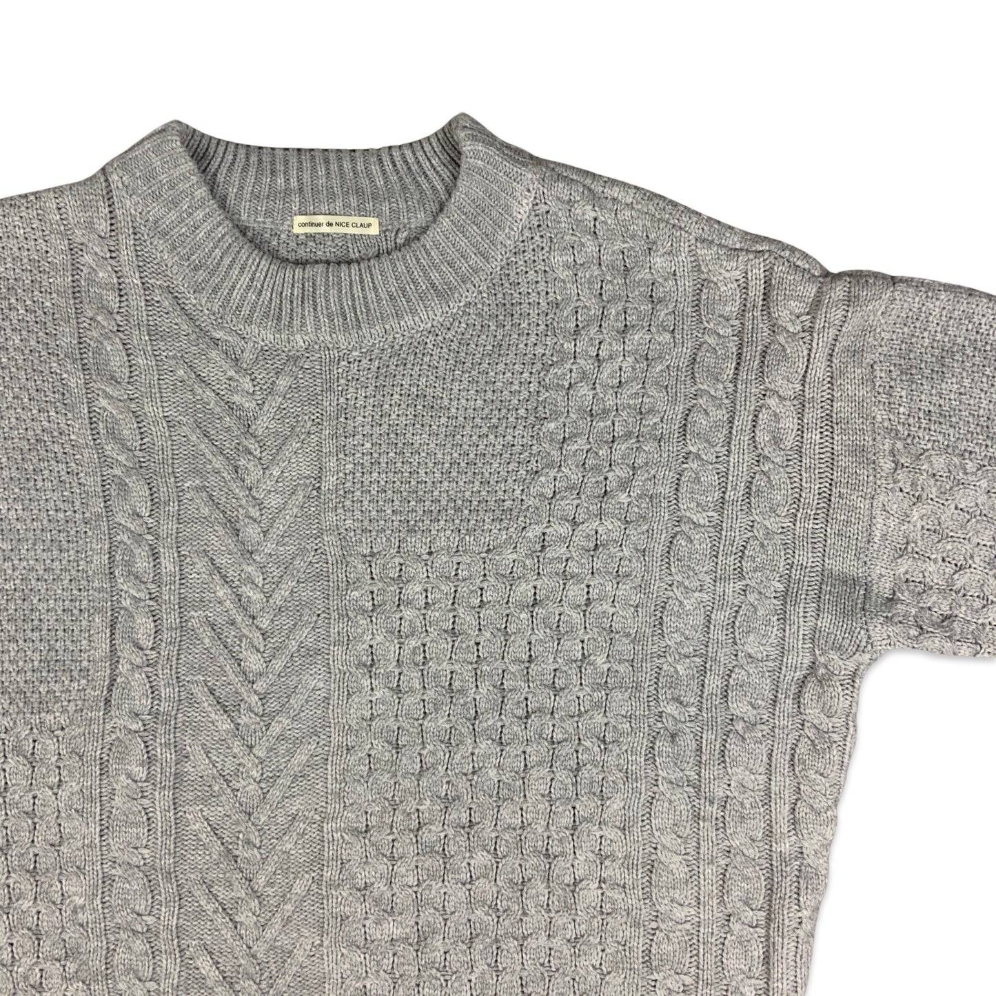 Grey Cable Knit Jumper L XL