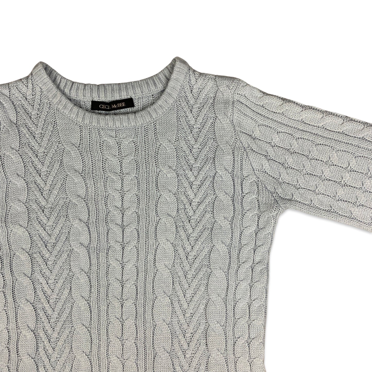 Pale Blue Cable Knit Jumper S XS