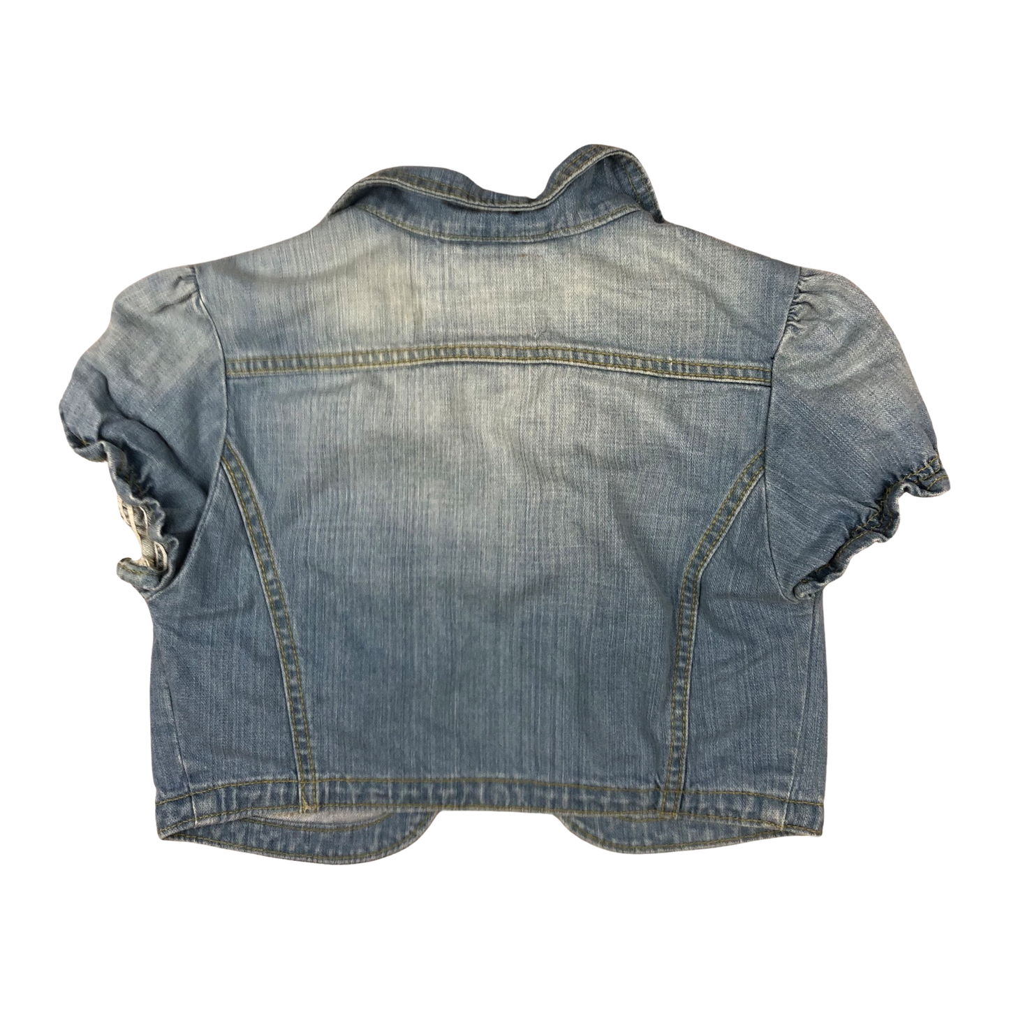 Vintage Fishbone Cropped Denim Jacket 6/8