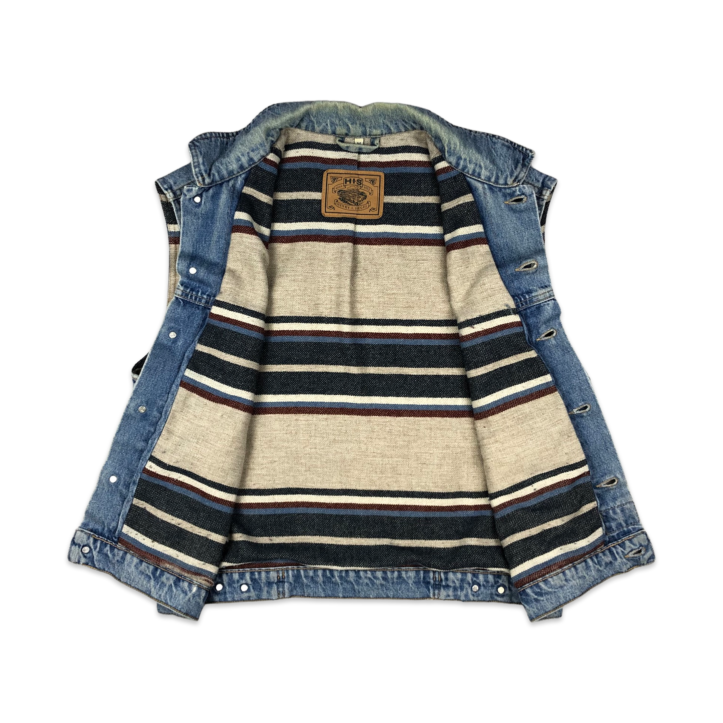 Vintage Blanket Lined Denim Gilet Jacket L