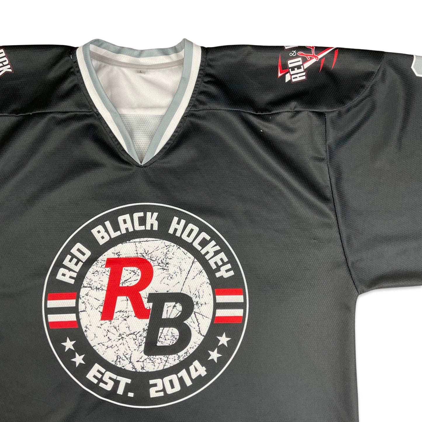 Hockey Jersey Black Grey Red White L XL