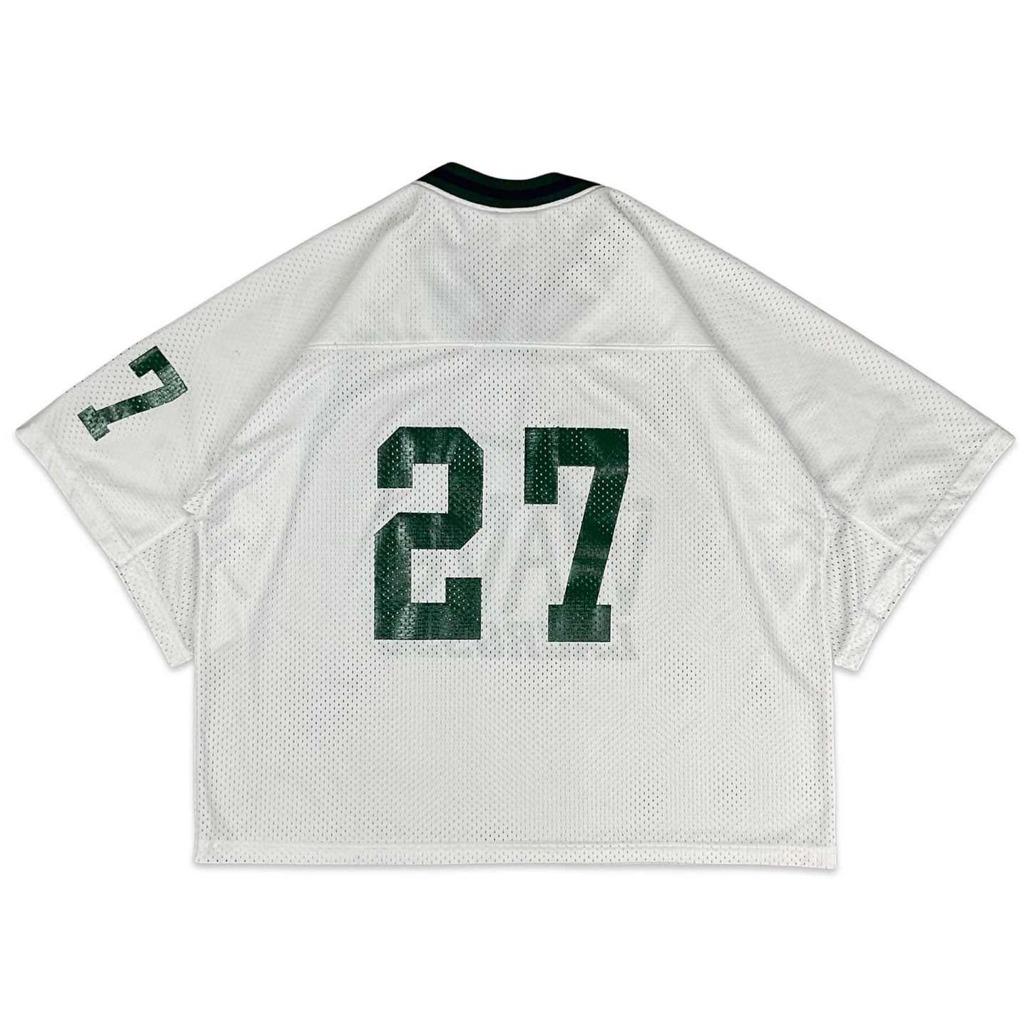 Vintage White & Green Lacrosse Sports Cropped Jersey M L