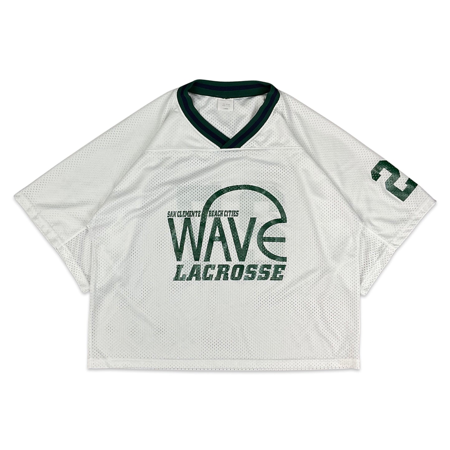 Vintage White & Green Lacrosse Sports Cropped Jersey M L