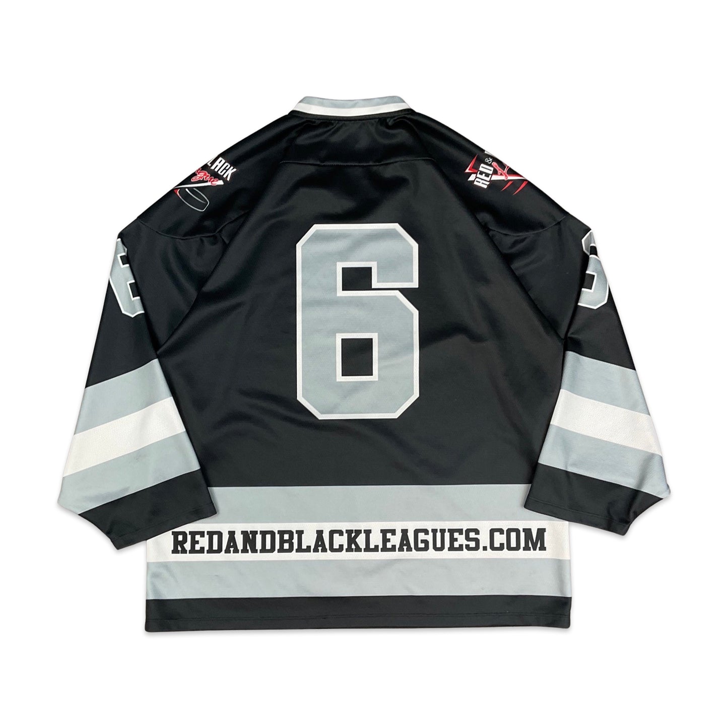 Hockey Jersey Black Grey Red White L XL