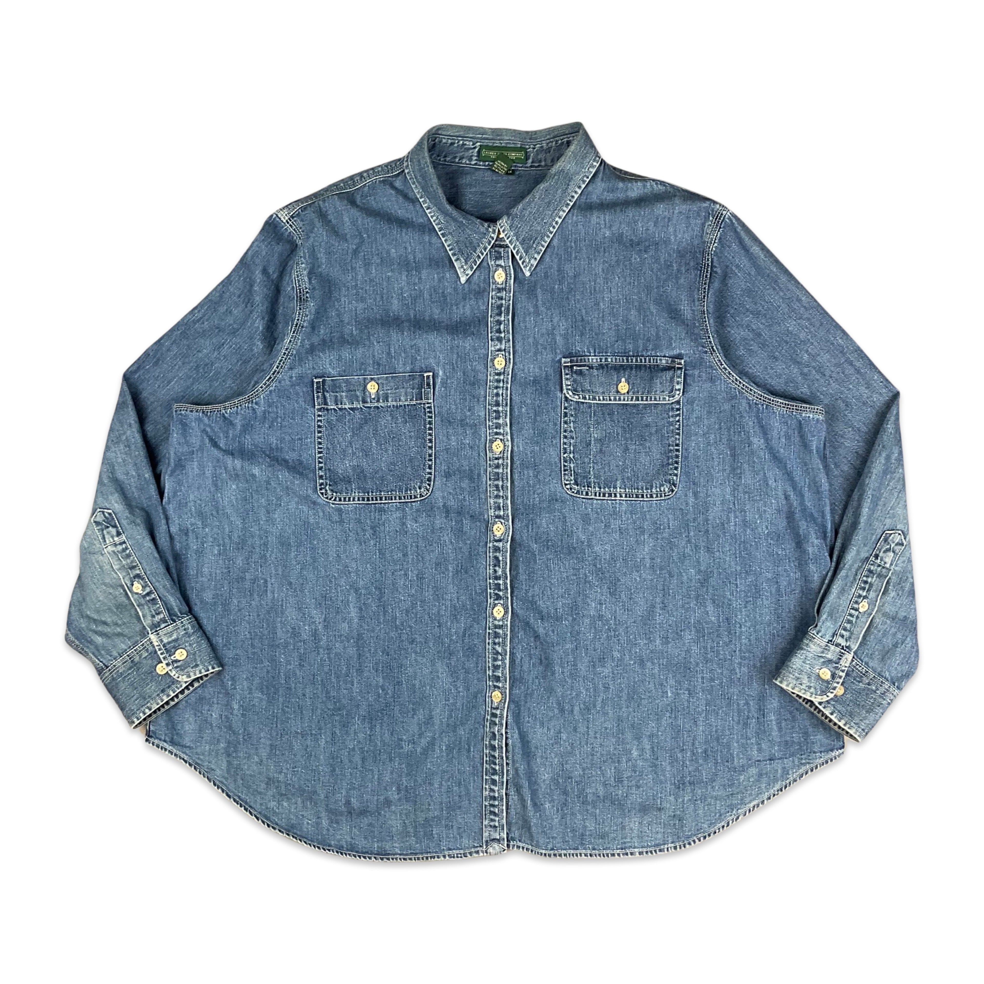 Vintage Ralph Lauren Blue Denim Shirt XXL 3XL