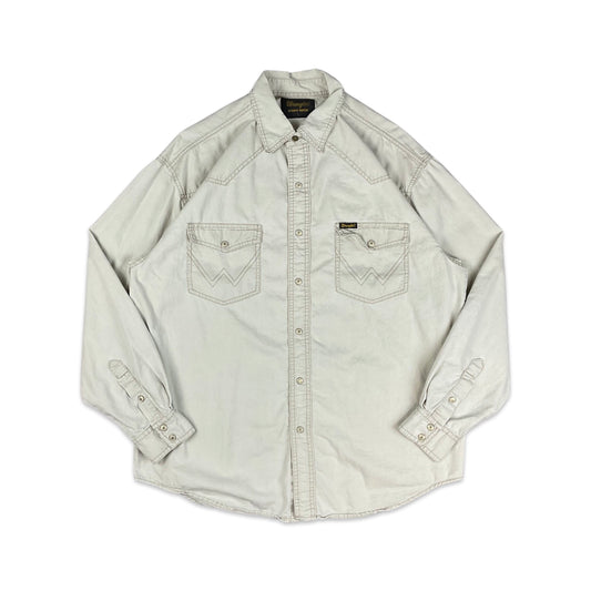 Vintage Wrangler White Denim Shirt L XL