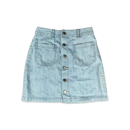 Vintage Button-up Blue Denim Mini Skirt 10