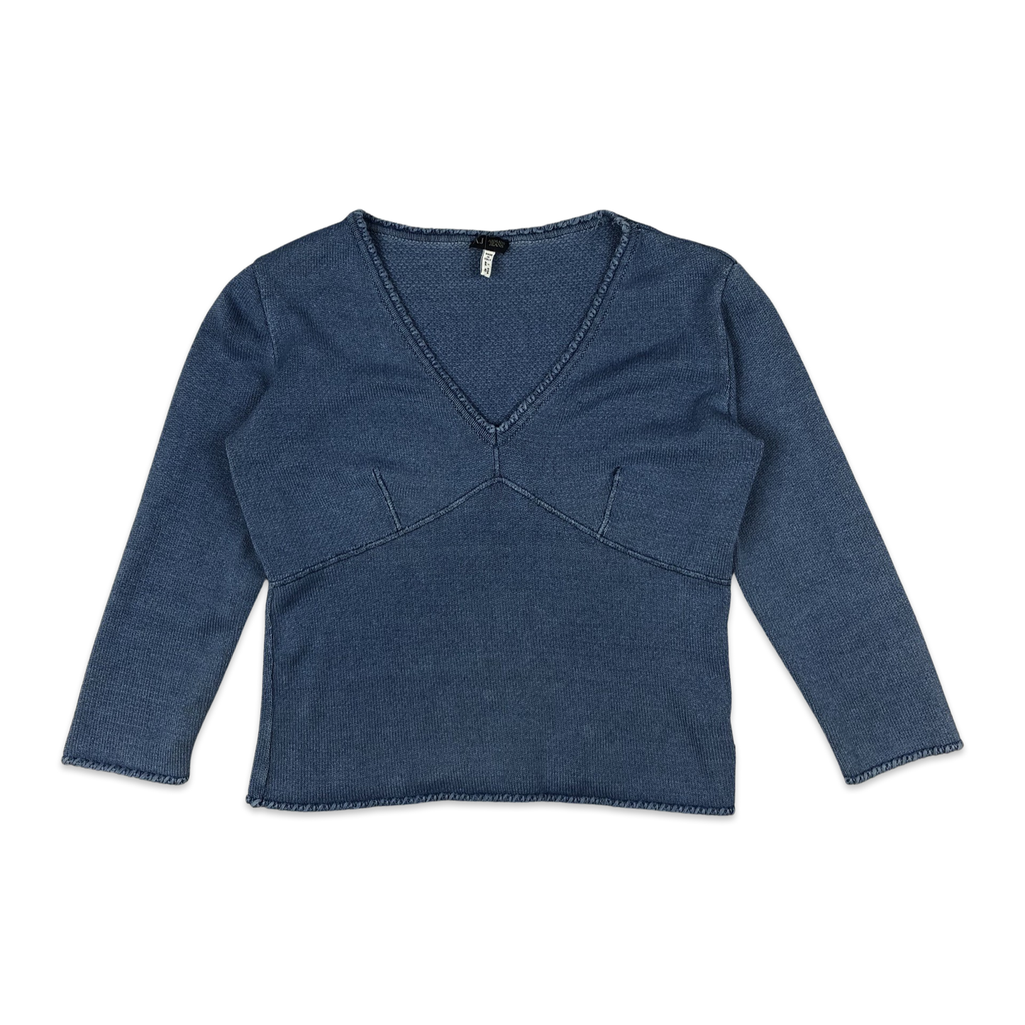 Armani Jeans Blue V Neck Knit Top 14 16