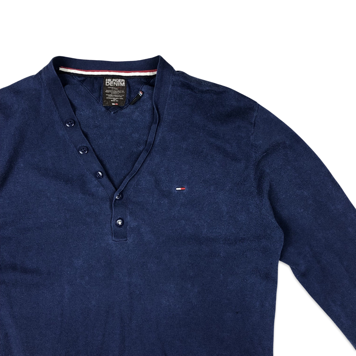 Tommy Hilfiger Knit Top Navy Henley S M