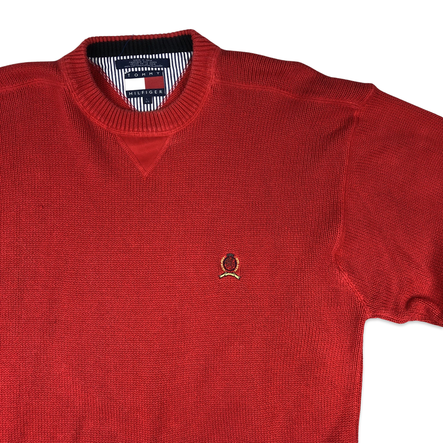 Vintage 90s Tommy Hilfiger Knit Jumper Red XL XXL