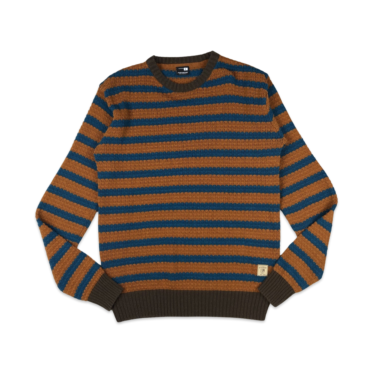 Fishbone Knit Jumper Orange Blue L XL