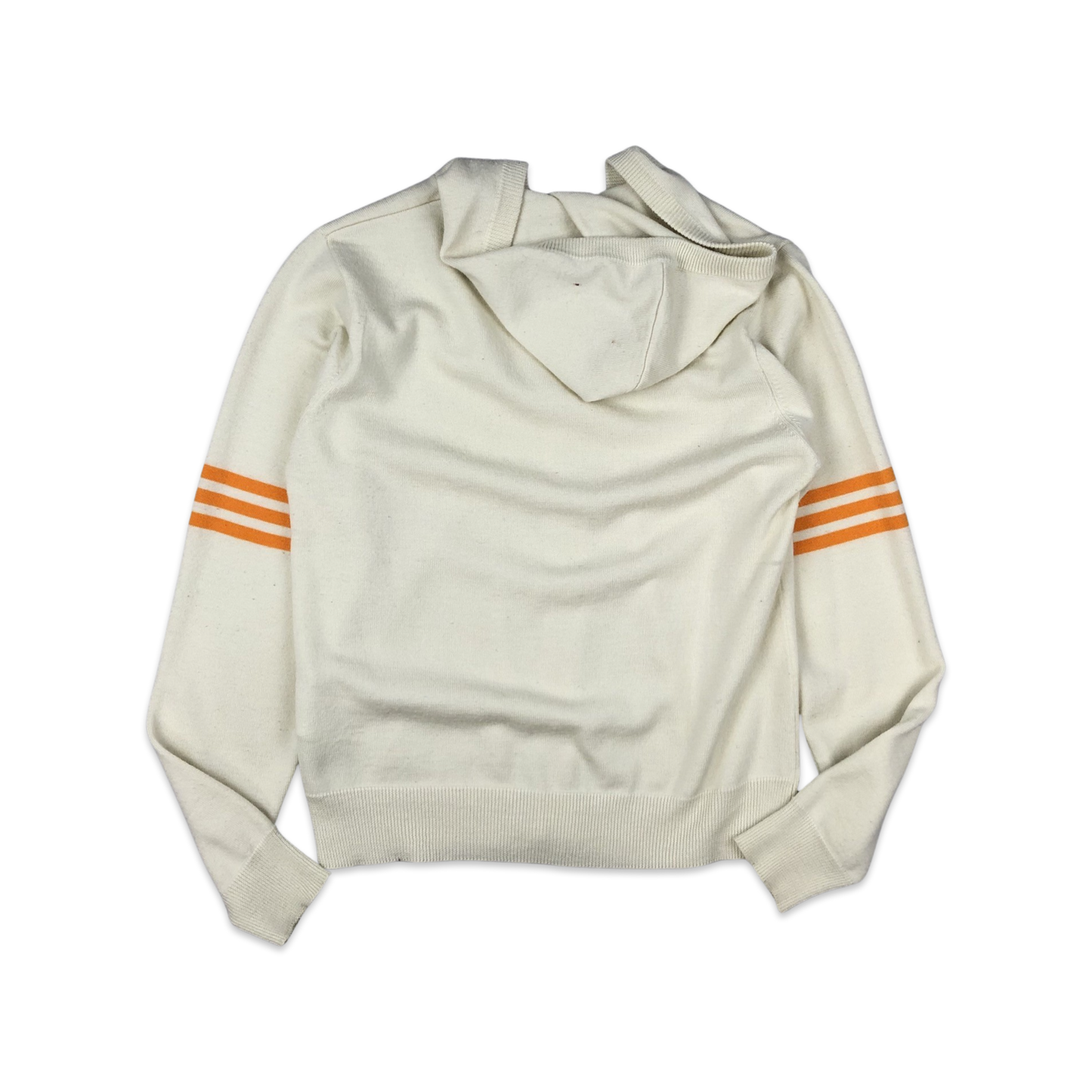 Vintage 00s Adidas Hooded Cardigan White Orange Stripe 10 12