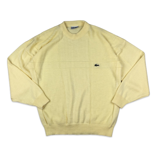 Vintage 80s Chemise Lacoste Knit Jumper Yellow 2XL 3XL