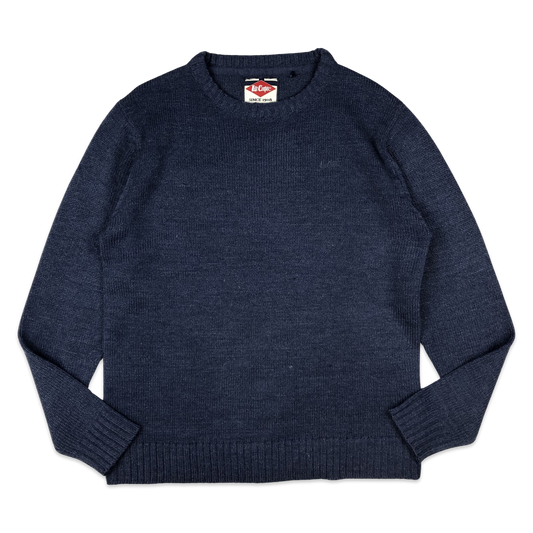 Lee Cooper Knit Jumper Navy Crew Neck L XL