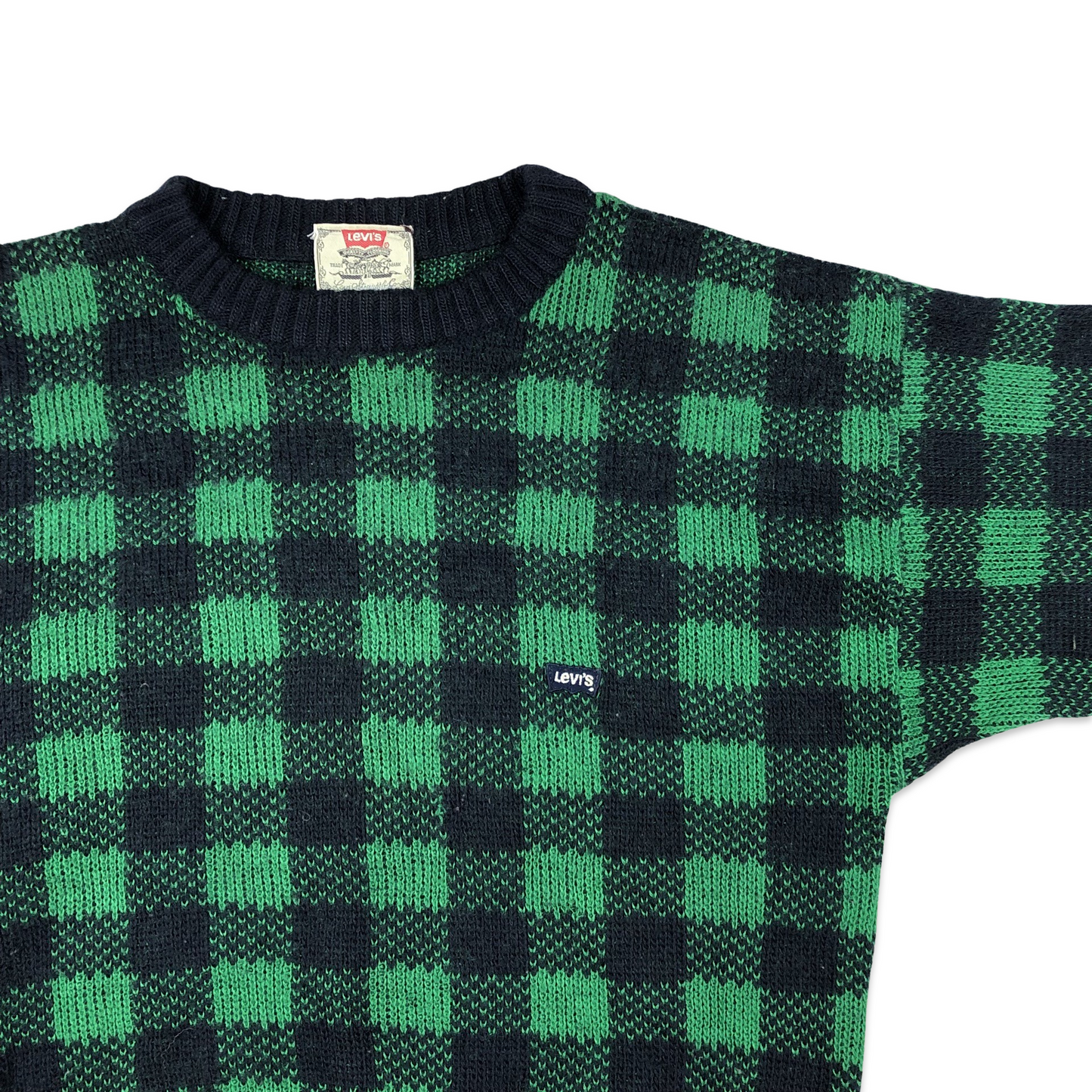 Levi's Gingham Knit Jumper Green Black M L