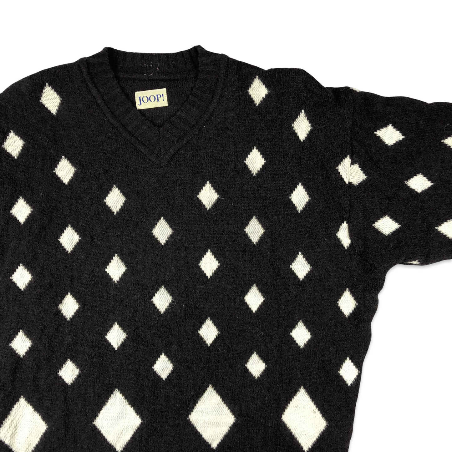 Vintage Joop! Diamond Print Jumper Brown White L XL