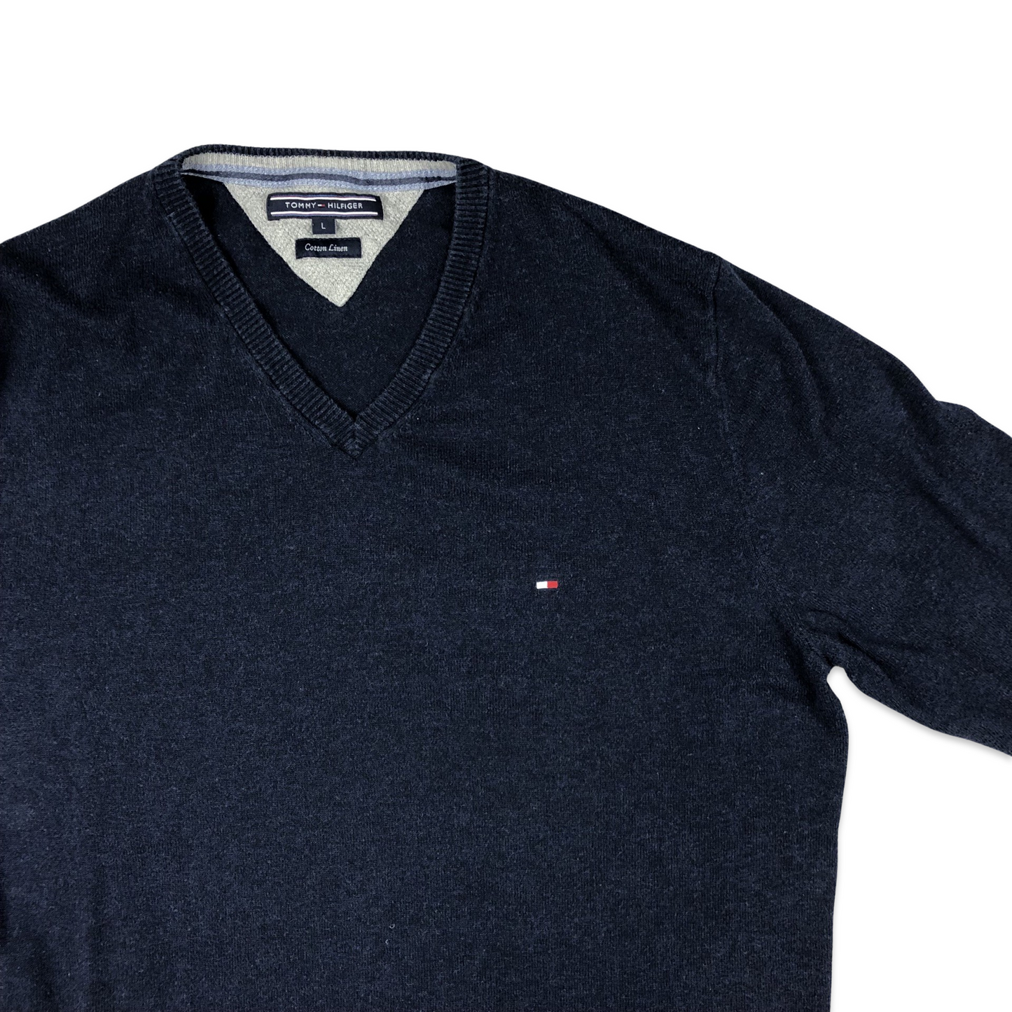 Tommy Hilfiger Knit Jumper V Neck Navy M L