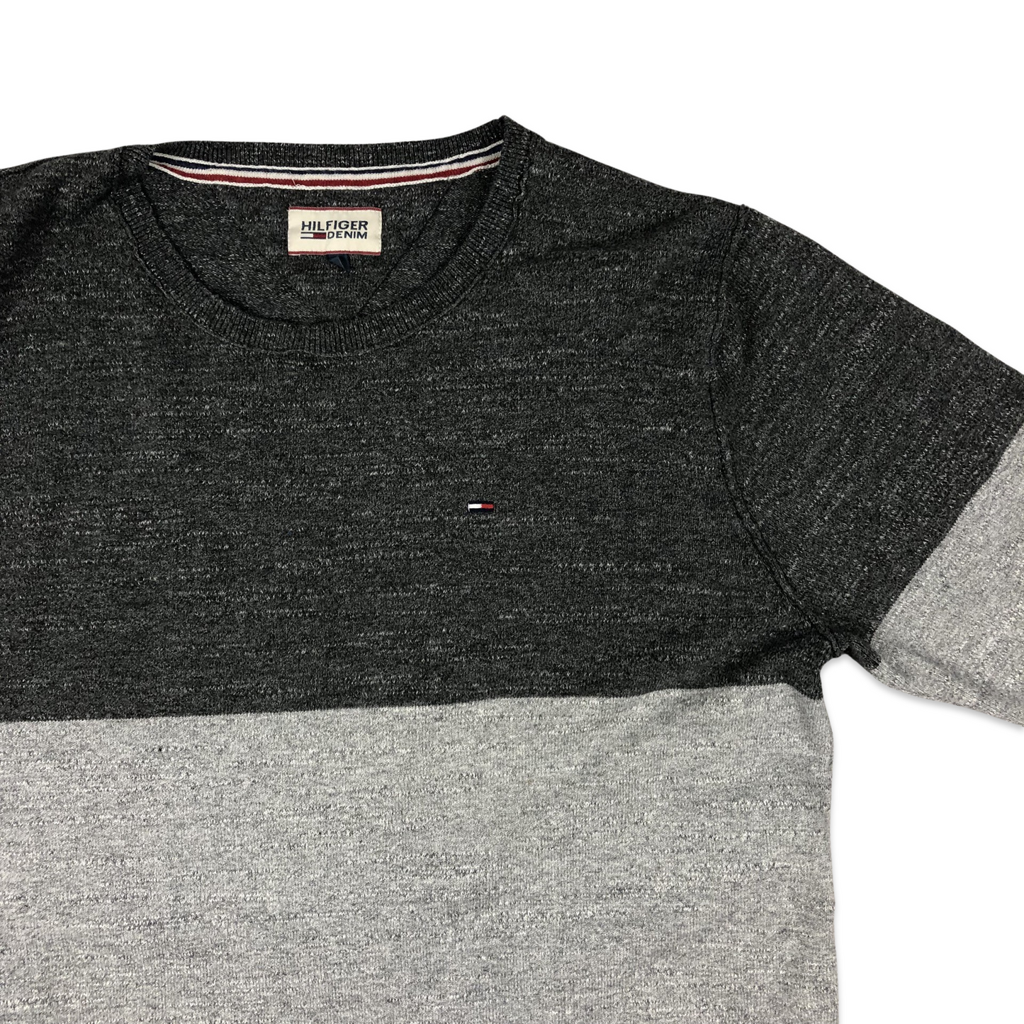 Tommy Hilfiger Knit Jumper Two Tone Grey M L