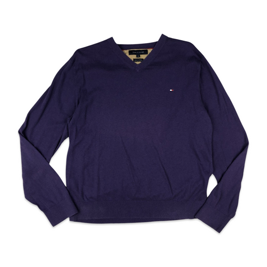 Vintage Y2K Preloved Tommy Hilfiger Purple Knit Jumper XL