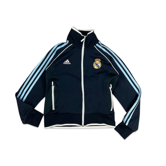 Vintage 00s Black Blue Adidas Real Madrid Football Track Jacket 10 12