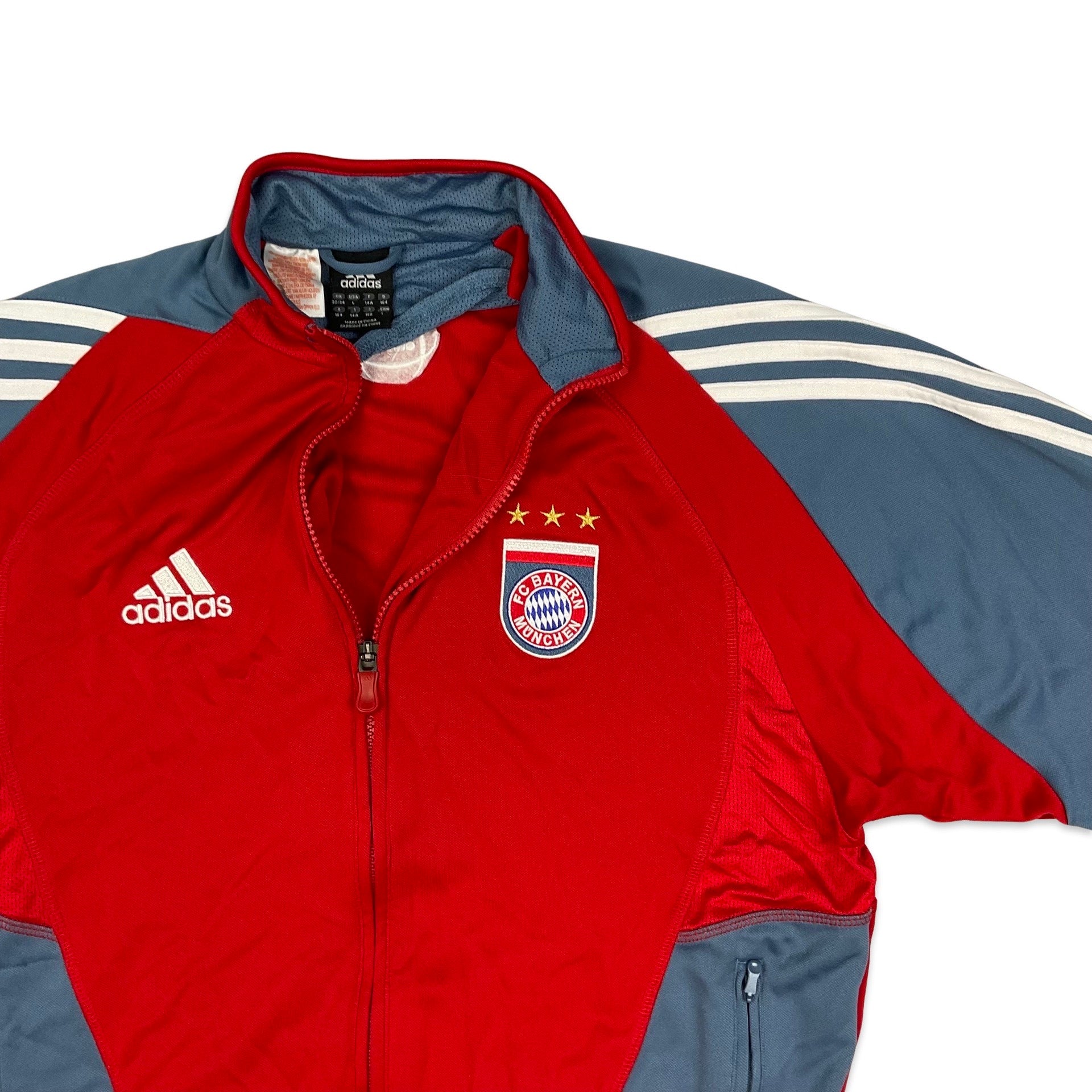 Adidas Bayern Munich Football Red Blue Track Jacket White Three Stripe M L