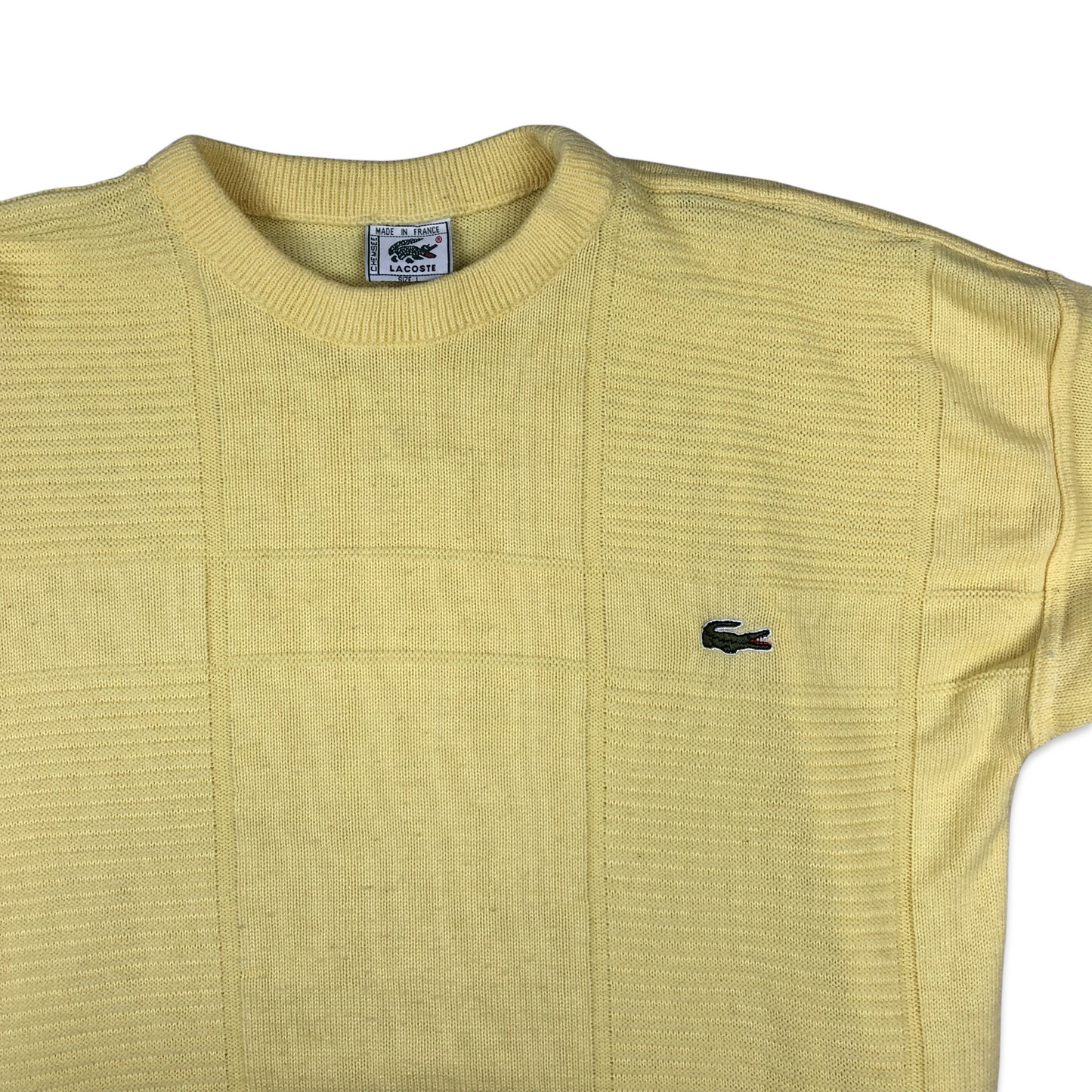 Vintage 80s Chemsee Lacoste Yellow Knit Jumper XL