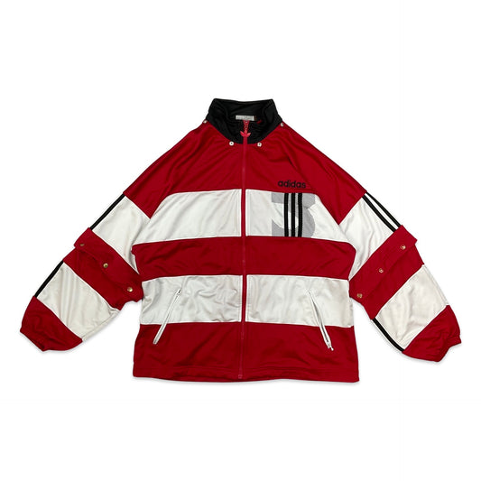 Vintage 80s 90s Adidas Red White Black Track Jacket L XL XXL