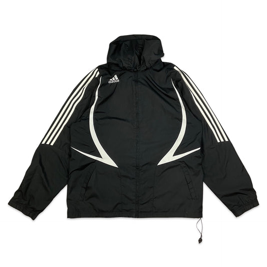 Adidas Black Windbreaker White 3 Stripes L XL