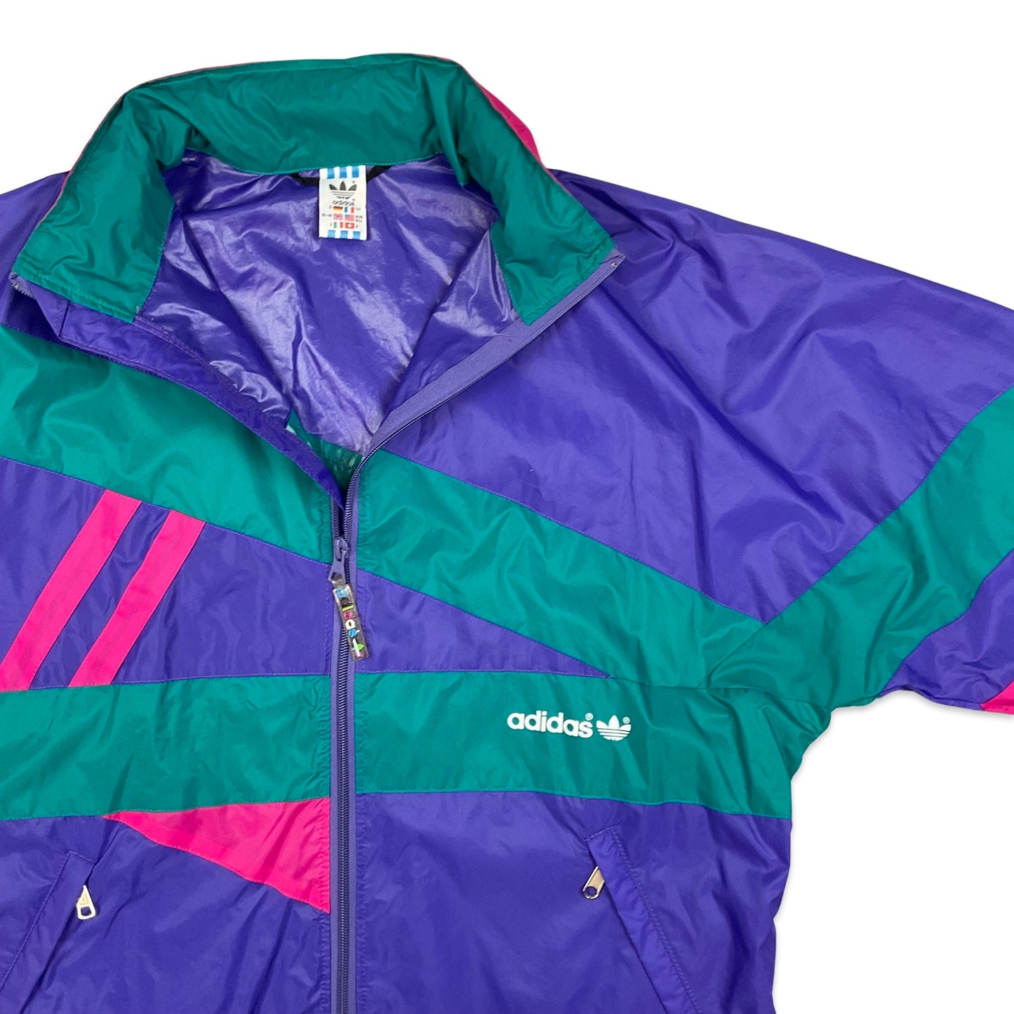 Vintage 80s 90s Adidas Purple Windbreaker Pink Green L XL XXL