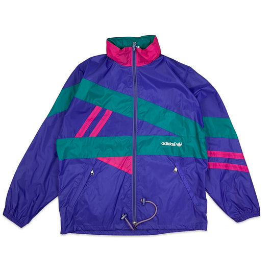 Vintage 80s 90s Adidas Purple Windbreaker Pink Green L XL XXL