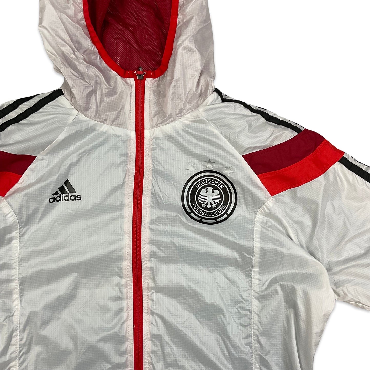 Adidas White Red Germany Football Windbreaker Black 3 Stripes S M