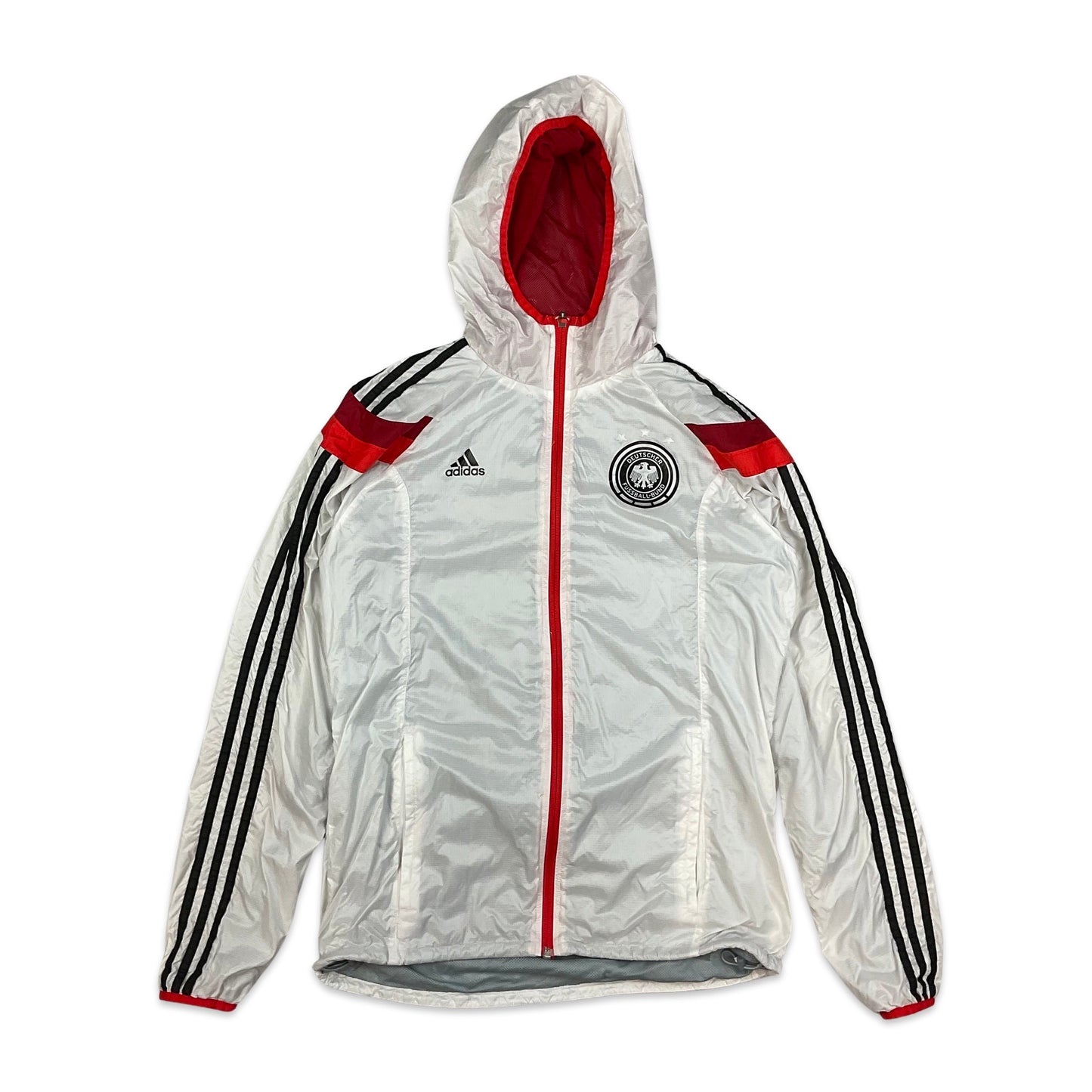 Adidas White Red Germany Football Windbreaker Black 3 Stripes S M