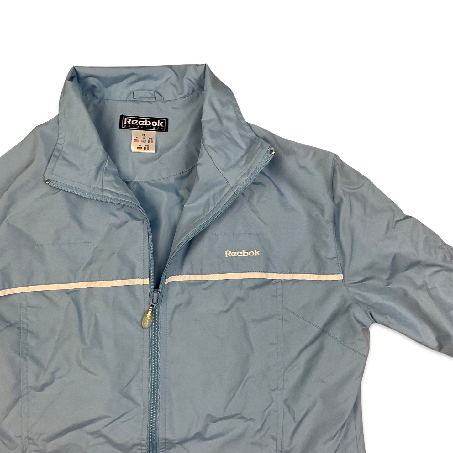 Vintage Reebok Light Blue & White Windbreaker 12 14