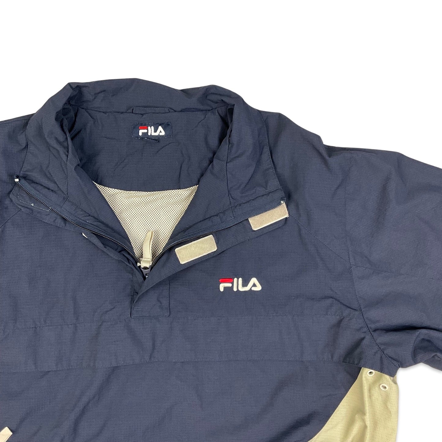 Vintage 90s FILA Navy Cream Pullover Windbreaker M L