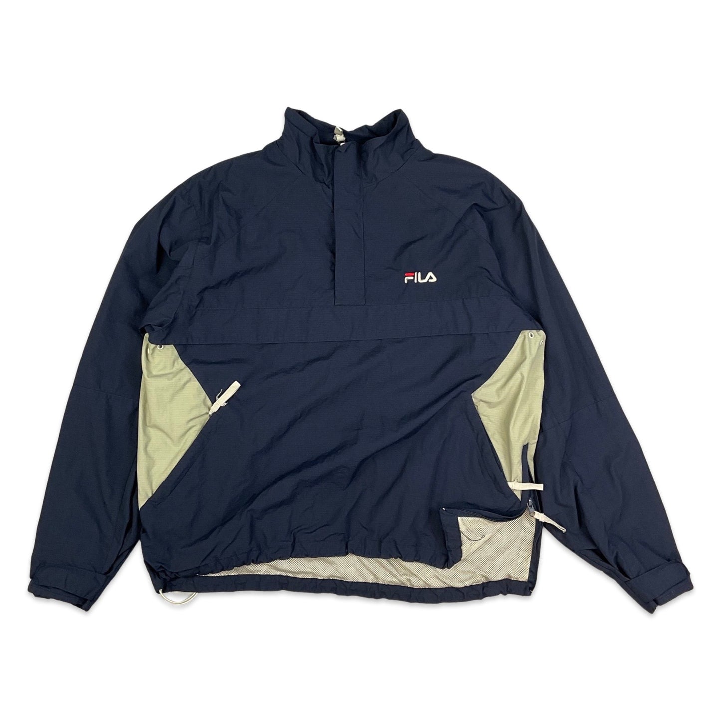 Vintage 90s FILA Navy Cream Pullover Windbreaker M L